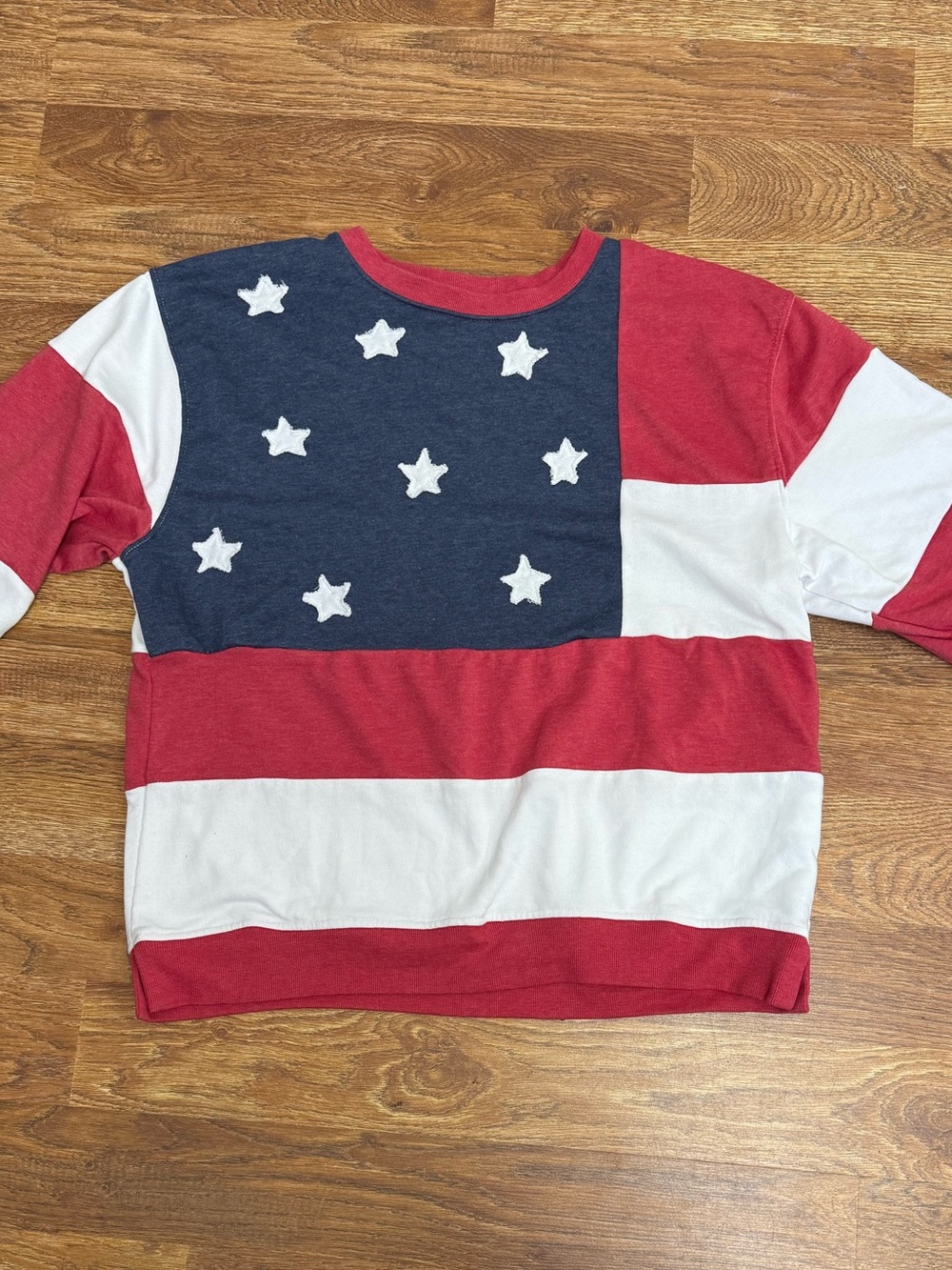 Patriotic Star & Stripe Pullover Sweatshirt - Red, White & Blue